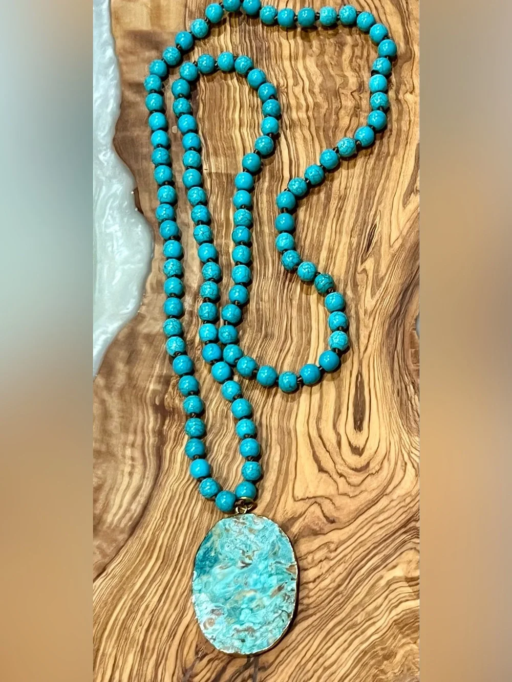 Turquoise Beaded Pendant Necklace - Turquoise
